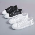 Sandals Female Tennis Shoes Student Shoes Korean Style 2024 New Summer Mesh Flat Lace Closed Toe Canvas Shoes Women's Shoes.