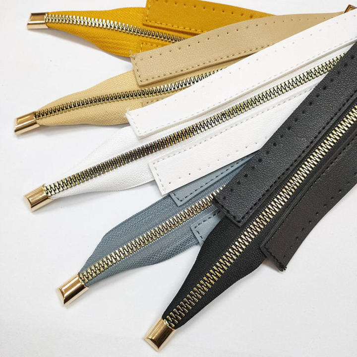 Leather%20Accessories%20Metal%20Tooth%20Zipper%20Manual%20Bag%20PU%20Pull%20Chain%20/30cm%20Woven%20Foreskin%20-%20Image%202