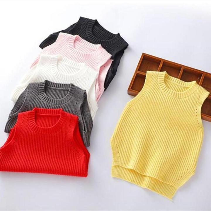 Kids Vest Coat Toddler Teen Boys Girls Waistcoat Baby Vests Kids Knitted Pullover Sweater Children Vest Tops 4 6 8 10 12 Years