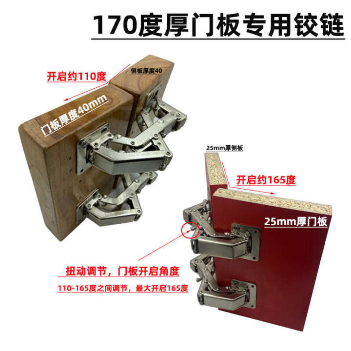 Surface%20mounted%20non%20perforated%20170%20degree%20large%20angle%20buffering%20hydraulic%20damping%20special%20cabinet%20thick%20door%20panel%20hinge%20-%20Image%202