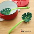Green Monstera Leaf Colander Multifunctional Long-Handled Spaghetti Slotted Serving Spoon Salad Slotted Spoon For Home Kitchen.