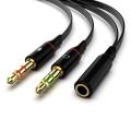 3.5mm 1 Female to 2 Male Headphone & Mic Plugs Audio Y Splitter Cable Cord. 