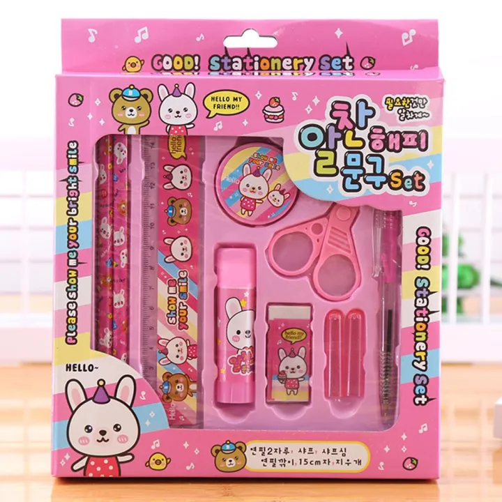 10pcs%20Kids%20Stationery%20Set%20%20For%20Girls%20and%20Boys-Pink%20-%20Image%202