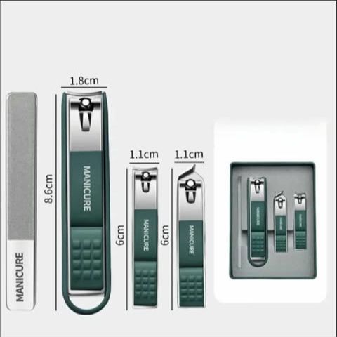 4 pcs Nail Clippers with A Portable Protective Cover- plastic box, 003