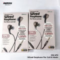 Remax RM-670 Wired 3.5mm Earbuds In-Ear Headphones Stereo Sound Quality Transparent Design Earphones Earbuds. 