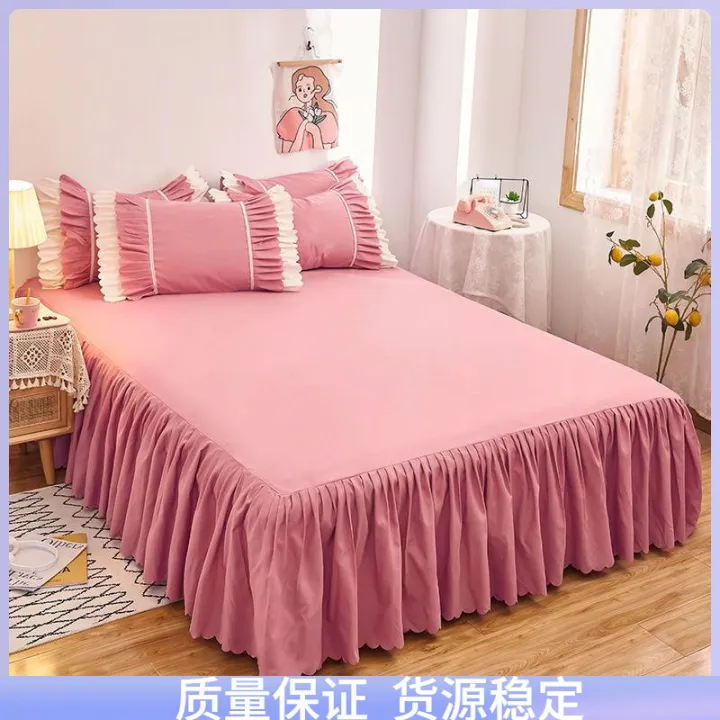 Korean%20Style%20Bed%20Skirt%20One-Piece%20Princess%20Style%20Bedspread-Style%20Mattress%20Cover%20Protective%20Cover%20Non-Slip%20Bedspread%20Solid%20Color%20Bed%20Sheet%20One-Piece%E3%80%82%20-%20Image%202