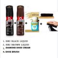 Combo of shoe polish biki black biki brown diamond shoe cream and shoe brush.