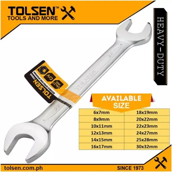 TOLSEN%2020%20X%2022mm%20Double%20Open%20End%20Spanner%20Wrench%20Cr-V%20Chrome%20plated,%20stain%20finish%20Model:%2015058%20-%20Image%202