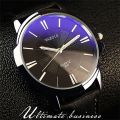【3C VictoryEagle】Men's Big Dial Leather Strap Waterproof Quartz Watch. 