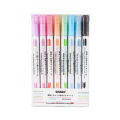 8pcs Dual Line Contour Markers, Dual Tip Curve Pens, Multicolor Fun Curved Pens, Quick Dry Markers Note Drawing Highlighter, Cur. 
