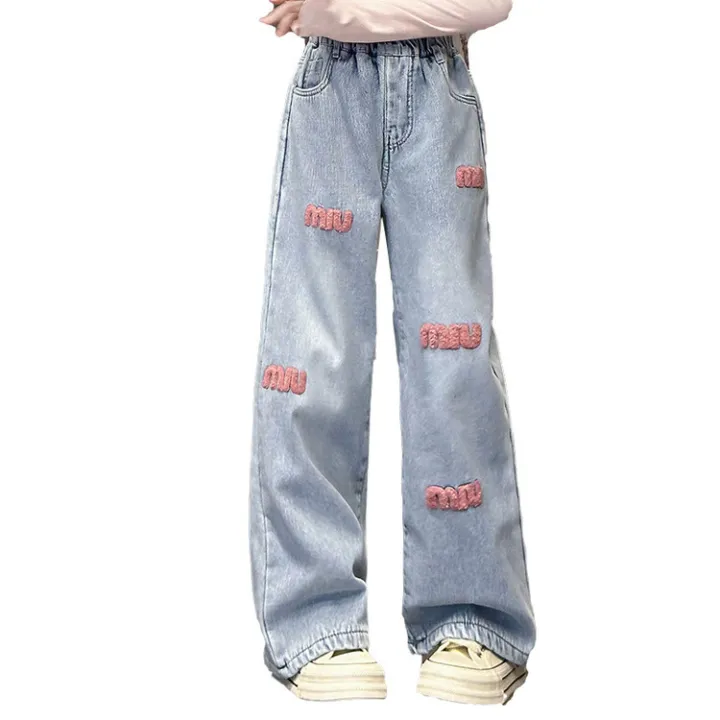 Girls%20Spring%20Jeans%202024%20New%20Foreign%20Style%20Girls%20Big%20Spring%20and%20Autumn%20Casual%20Straight%20Pants%20Children's%20Spring%20Wide-leg%20Pants%20-%20Image%205