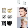 1 Pair Punk Mens Crystal Zircon Strong Magnet Magnetic Ear Stud Non Piercing korean Earrings Anti Allergic Body Jewelry Gift. 