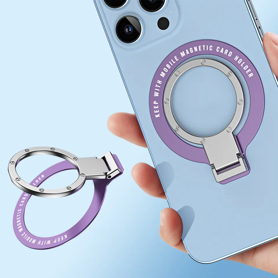 For MagSafe Luxury Metal Ring Holder Foldable Adhesive Phone