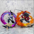 Kokushibo & Yoriichi Tsugikuni PVC Statue 20.5cm — Demon Slayer Collectible Figure with LED Base & Replaceable Heads | Premium Anime Gift / Desk Ornament. 