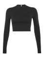 Long Sleeve Womens Tshirt Casual Black White Fashion Crop Top T Shirt Ladies Fashion Korean Tee Shirt. 