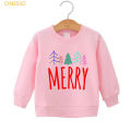 Xmas Tree Print Merry Christmas Sweatshirts For Kids Girls Boys Lovely Winter Top New Year Gift Custom Jumper Coat Sweater 3-14Y.
