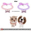 Pet Pearl Necklace with Bone Rhinestone Dog Necklace Collar Adjustable Cat Artificial Pearl Neck Strap for Small Cat Dog. 