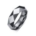 Faceted Wedding Band For Men,Mens Tungsten Carbide Rings, Polished Beveled Edge Comfort Fit. 