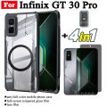 4 in 1 Infinix GT 30 Pro Shockproof Phone Case With Magnetic Wireless Charging Sticker For GT 30Pro Anti Spy Privacy Full Coverage Tempered Glass Screen Protector and Lens Film. 