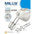 MILUX MHM-250 WATT 3 SPEEDS & TURBO FUNCTION HAND MIXER.