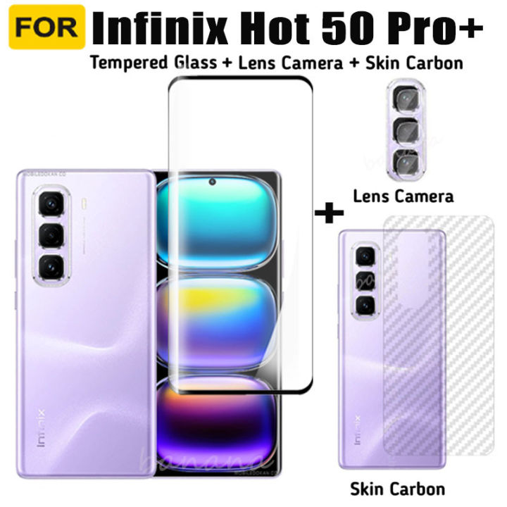 Infinix Hot 50 Pro+ 4G Full Cover Tempered Glass Film for Infinix Note 40 Pro+ Screen Protector 3 IN 1 Infinix Note 40 Pro 5G Camera Lens Glass