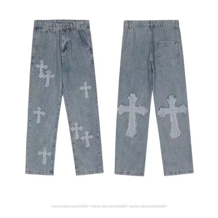 2023%20Fashion%20Trousers%20Cross%20Denim%20Pants%20Streetwear%20Hip%20Hop%20Low%20Rise%20Baggy%20Jeans%20For%20Men%20Korean%20Y2k%20Women%20Cargo%20Pants%20Punk%20Clothe%20-%20Image%204