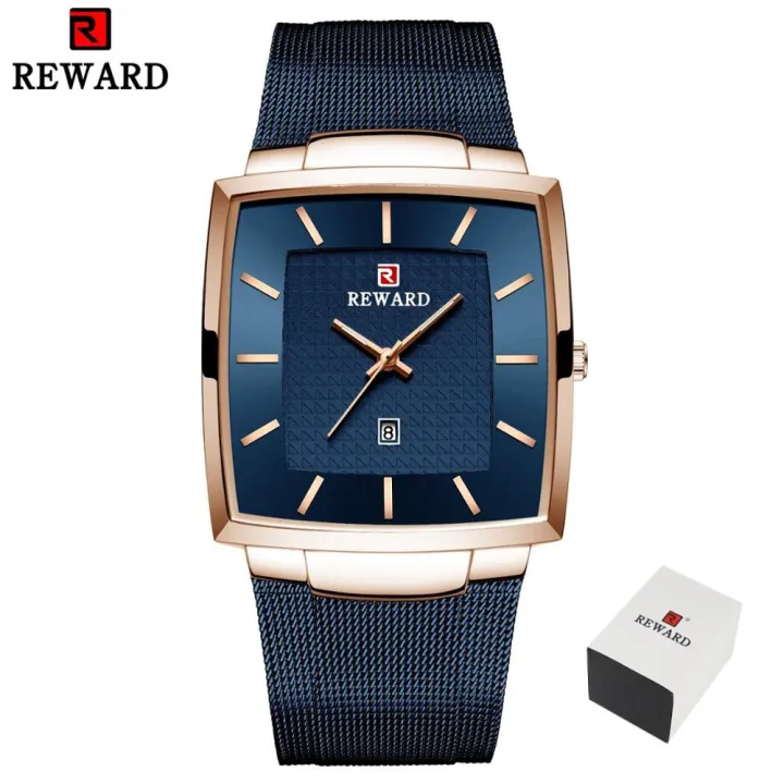 REWARD%20Men's%20Wrist%20Watches%20Luxury%20Business%20Man%20Wristwatch%20Date%20Timer%20Timepieces%20Alloy%20Classic%20Mesh%20Square%20Quartz%20Watch%20for%20Men%20-%20Image%202