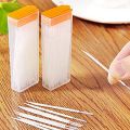 100 Pcs Plastic Toothpicks 2 Way Tooth Picks Interdental Brush Cleaners Portable Box Random Color. 