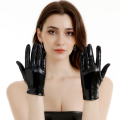 pair Short Gloves lightweight women's black Dance Gloves fingerless pu leather Cosplay for performance dance party.