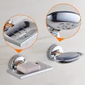 ABS Strong Suction Soap Dish Holder Tray Bathroom Shower Chrome Accessory. 