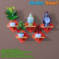 Square Shape Wall Shelf without Flower Self Adhesive Punch Free ( 5 Pcs Stand 1 Set ) Waterproof And Premium Quality. 