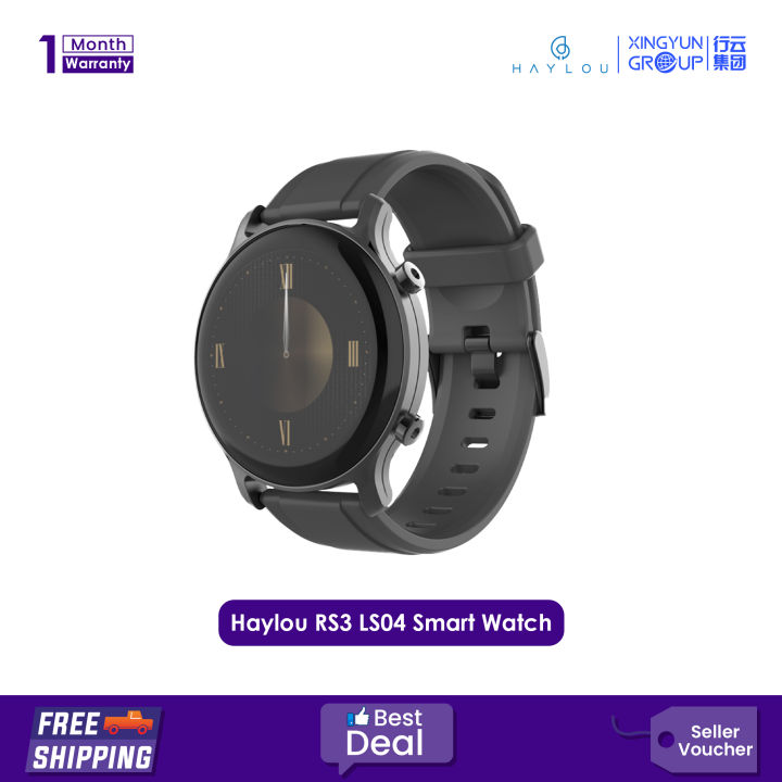 Haylou RS3 LS04 Smart Watch Fashion 1.2 inch AMOLED Screen 14 Sports Modes Smartwatch 5ATM waterproof heart rate/Oxygen saturation monitoring 390*390 resolution For Boys Girls Global Version