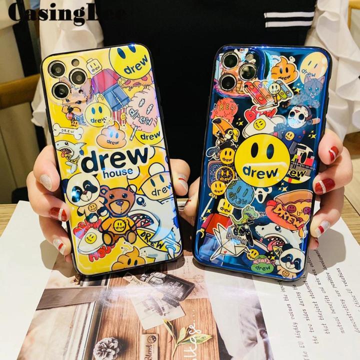 Casinglee For iPhone 13 Pro Max Case Shockproof Fashion Cartoon Smile Face Blue Light Silicone Soft Phone Case for iPhone 13 Pro Max Back Cover