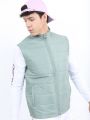 Pantoneclo Premium Quality Multicolor Men's Padding Sleeveless Jacket - Ochre / Silver Blue / Four Leaf Clover. 
