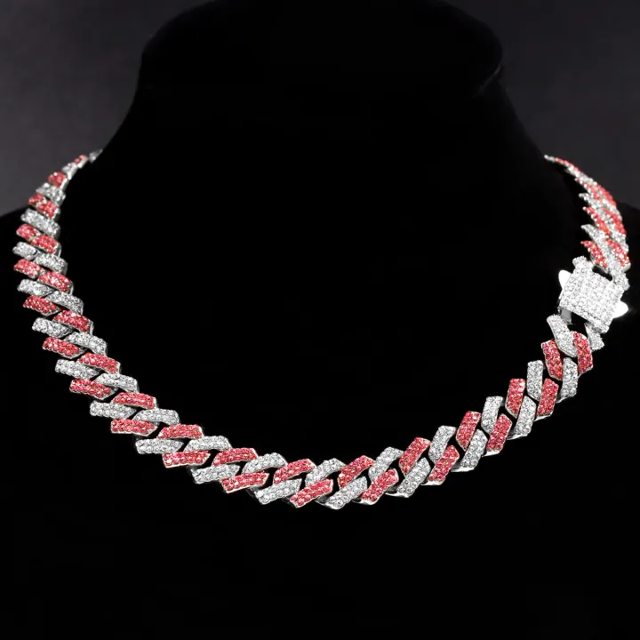 Men%20Women%20Pink%20Rhombus%20Cuban%20Chain%20Iced%20Out%202%20Row%20Rhinestone%20Cuban%20Link%20Chain%2014MM%20Prong%20Necklace%20Hiphop%20Jewelry%20-%20Image%202