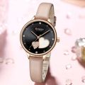 Inspried bye CURREN C9077L Brown PU Leather Analog Watch For Women - Black & Brown.