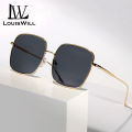 LouisWill Sunglass Retro Big Square Sunglasses For Women Vintage Sun Glass Brand Shades Progressive Metal UV Protection Glasses Silicone Nasal Tray Oversized Fashion Sunglasses For Female Excellent Quality. 