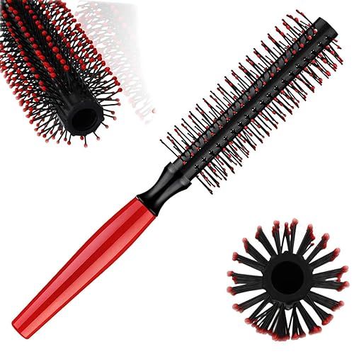 Round Brush Curly Hair Roller Brush Comb - 1 Pc Red