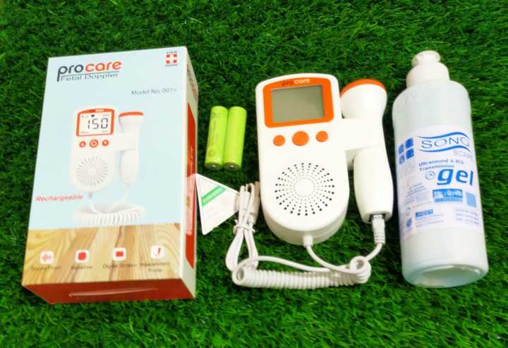 Fetal Doppler heart rate display with 250ml gel rechargeable | Daraz.com.bd