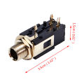 2Pcs 6.35mm Audio Headphone Jack 1/4 inch 5 Pin Audio Microphone Female Socket Panel Mount Solder Conenctor.