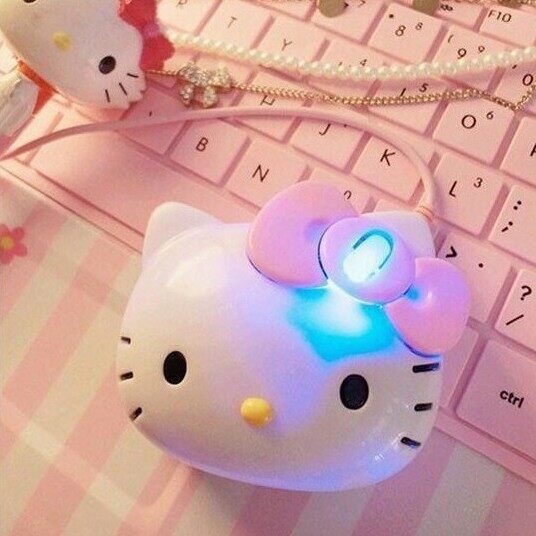 Mini Hello Kitty Mouse Cute Cat Optical Wired Computer Mice For PC Laptop Children Kids Gift