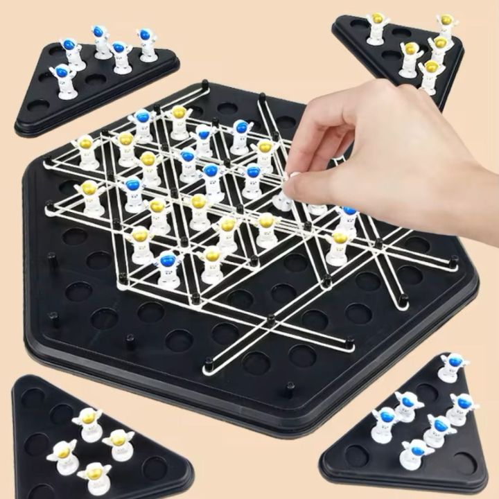 Entertainment Astronaut Geometry Chain Chess Rubber Band Educational Triangle Chess Desktop Game Logical Thinking Improve Intelligence Triangle Puzzle Toy Children