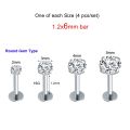 4Pcs 16G 6/8mm Rod Crystal Tragus Piercing Labret Lip Ring Nose Piercing Oreja Helix Ear Studs Conch Pircing Cartilage Earrings.