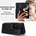 【Solo Yolo】Double Buckle for Samsung Z Fold 5 Mobile Phone Leather Case ZFOLD4/3 Folding Card Insert Protective Shell with Pen Slot.