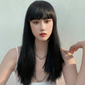 Lisa Wig Women's Long Hair Comic Bangs Collarbone Length Haircut Korean Style Hairstyle Full-Head Wig. 