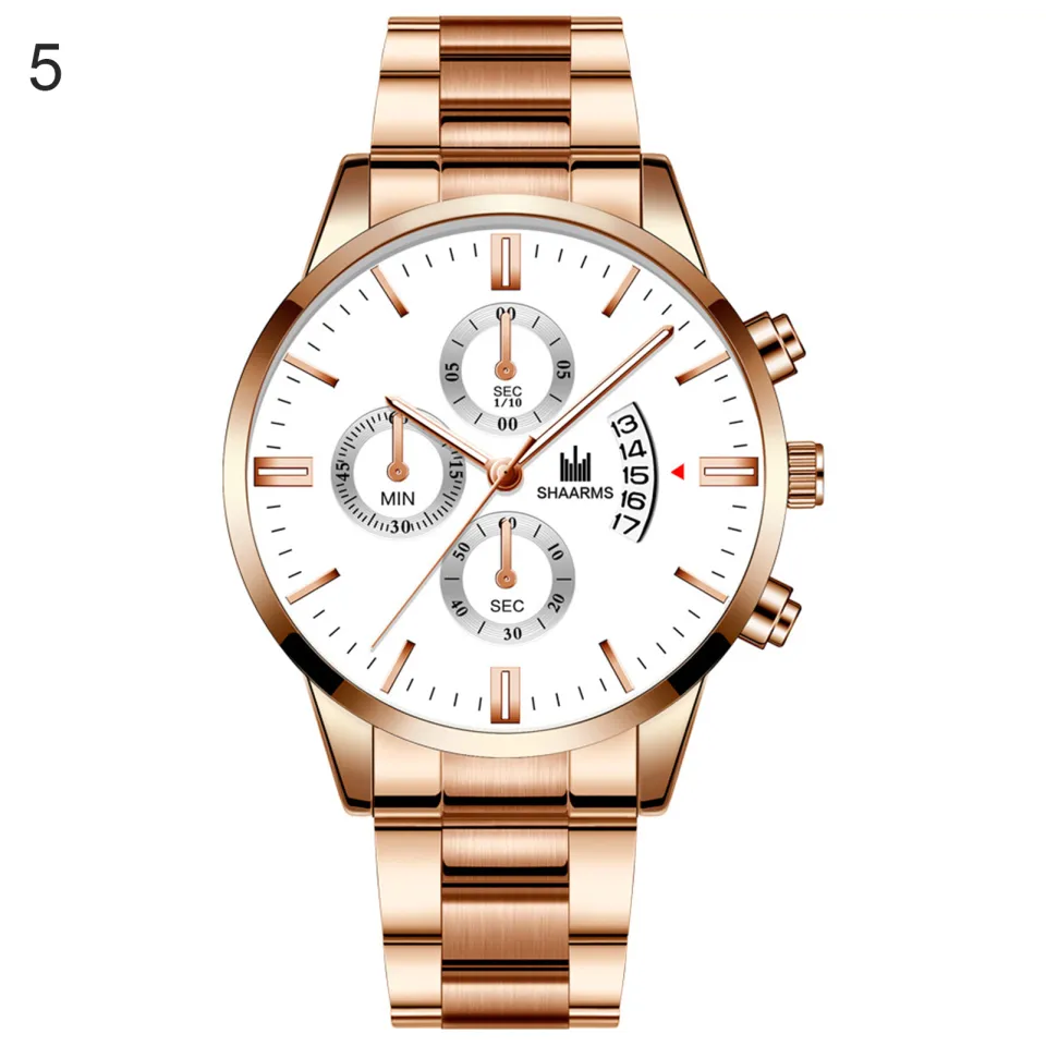 beauty code store】SHAARMS Men Quartz Movement Watch Steel Band