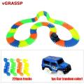 Magic Tracks Toy for Kids- Amazing Racetrack - Bends, Flexes and Glows - 3D LED Lights - 220 pcs, Multicoloured.