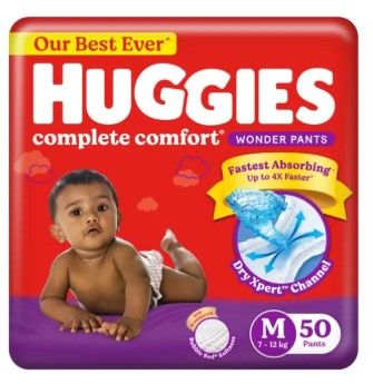 Huggies Complete Comfort Wonder Pants - Medium (M) Size Baby Diaper Pants - 50 pcs