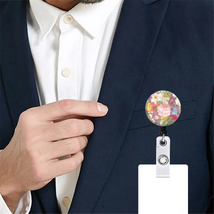 Badge%20Reel%20Clip%20Badge%20Holder%20Students%20Doctor%20ID%20Card%20Holder%20New%20Style%20Oil%20Painting%20Flower%20Cute%20Retractable%20Nurse%20-%20Image%203