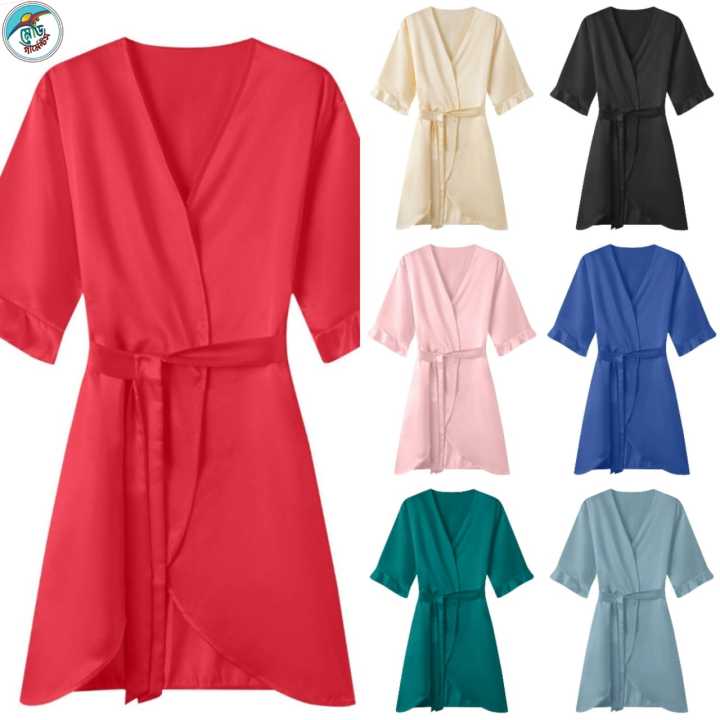Delicate Allure: Ruffle Satin Robe for Effortless Bridal Relaxation